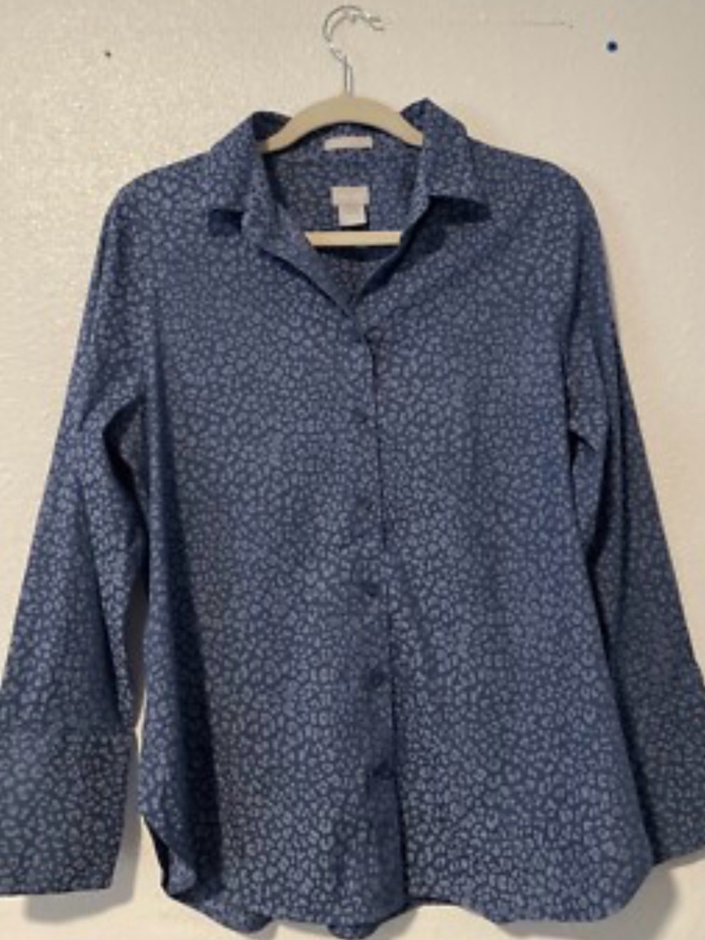 Chico's Navy and Light Blue Printed  Animal Top
